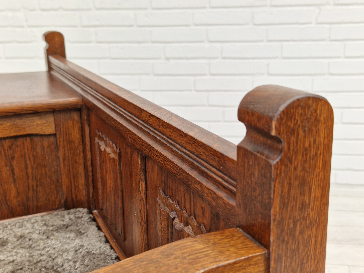 1950s, Scandinavian design, seater dresser, oak wood, sheepskin.