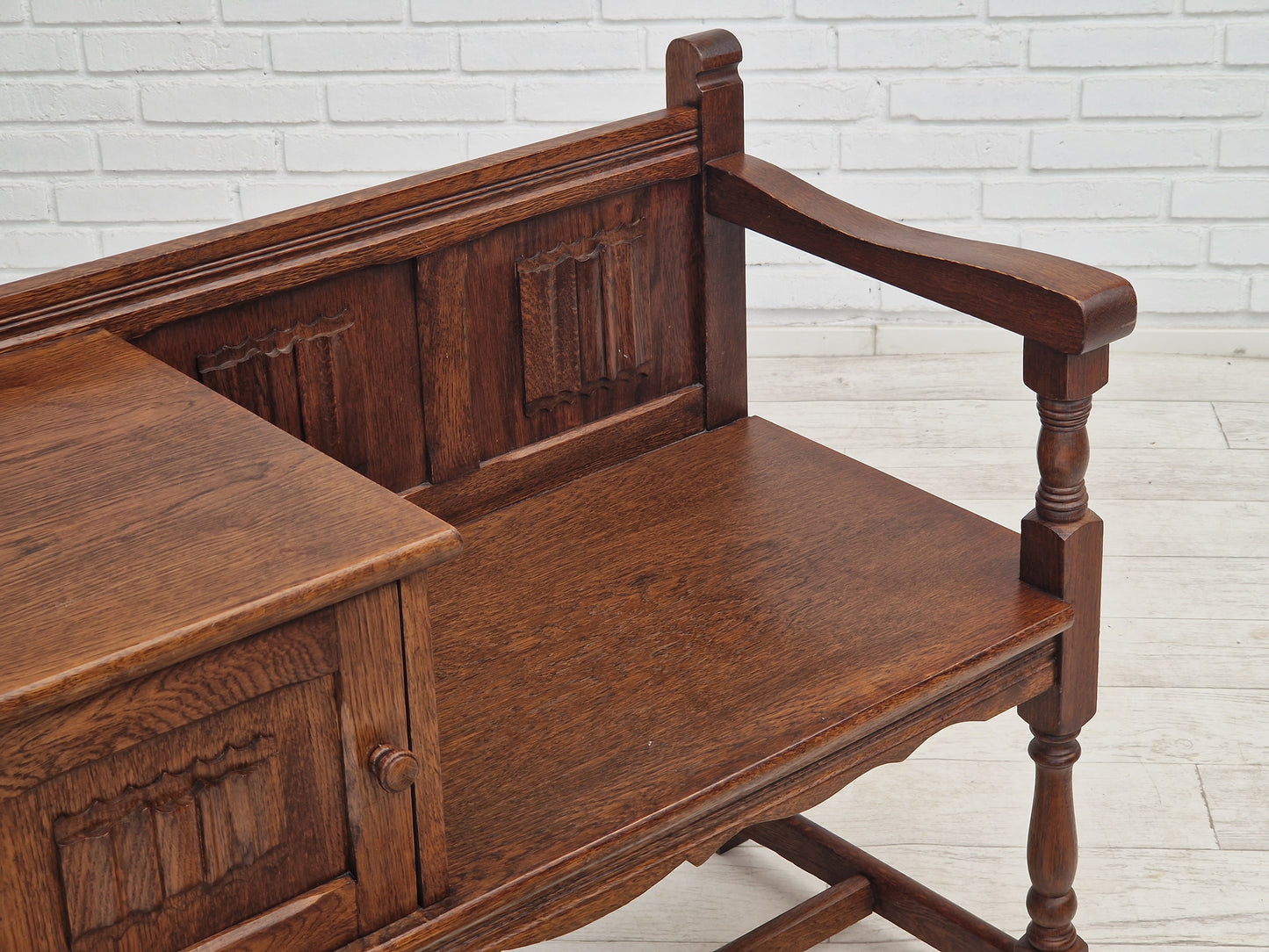 1950s, Scandinavian design, seater dresser, oak wood, sheepskin.