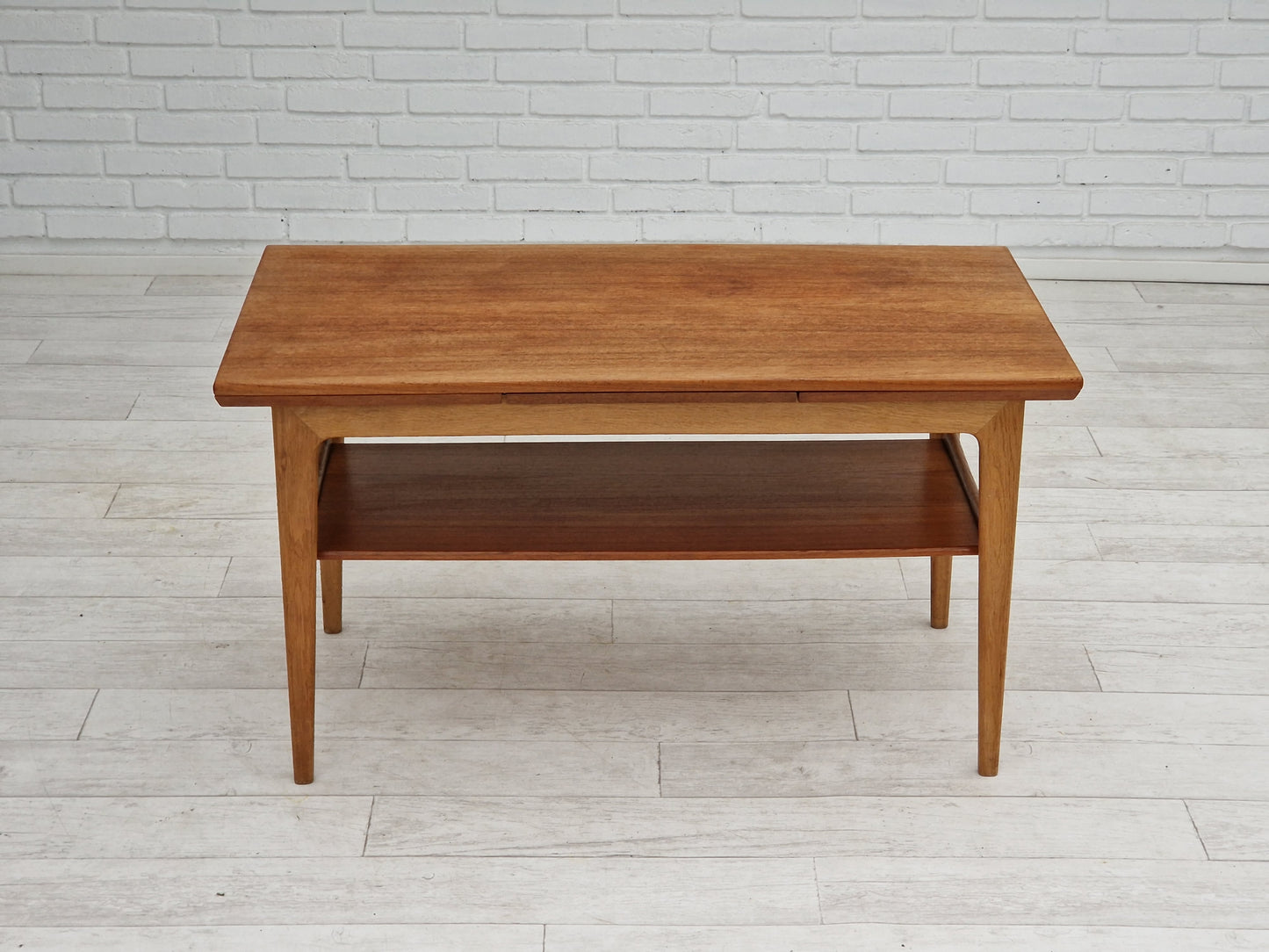 1970s, Danish design, folding sofa table, teak wood and oak wood.