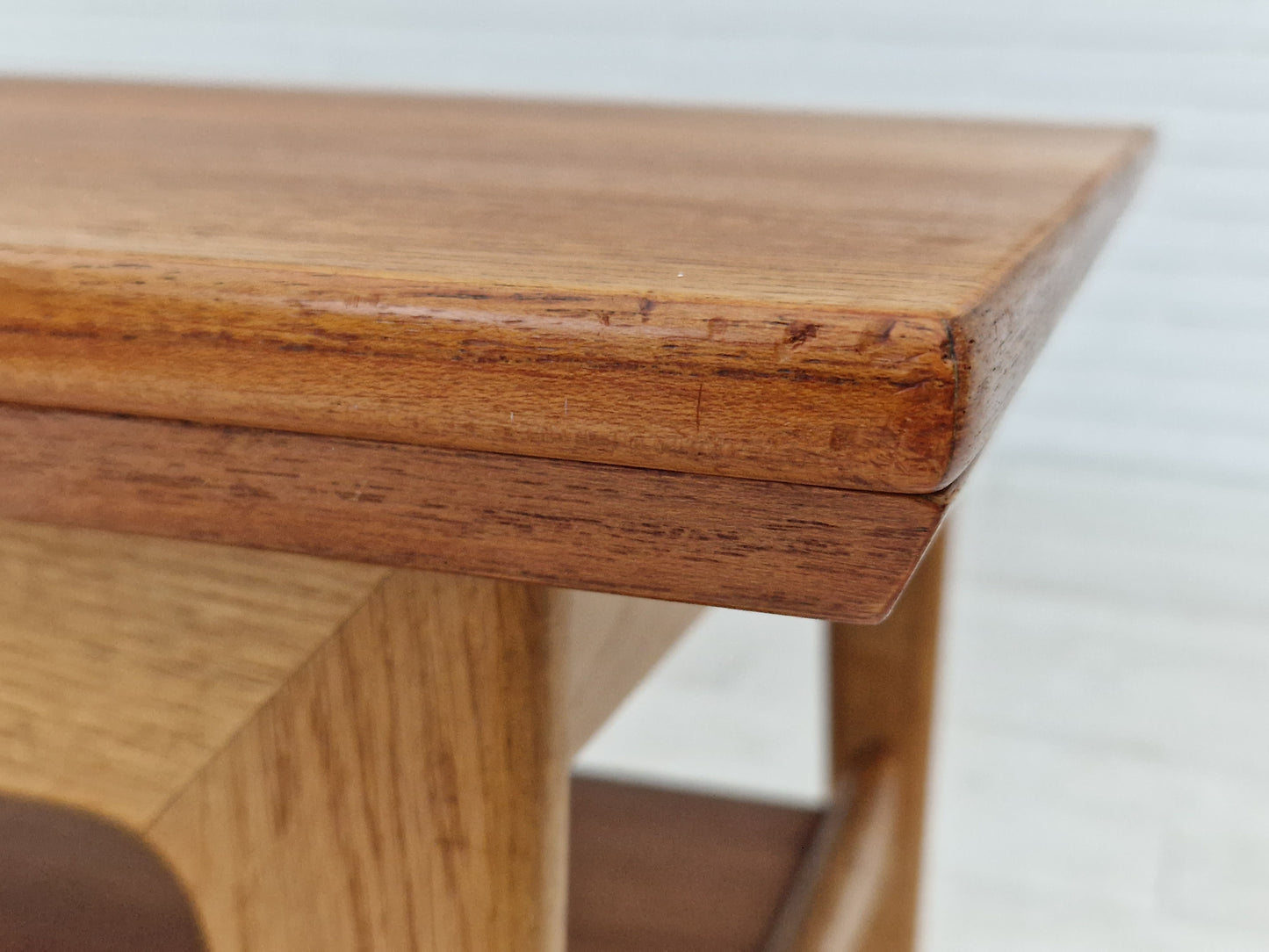 1970s, Danish design, folding sofa table, teak wood and oak wood.