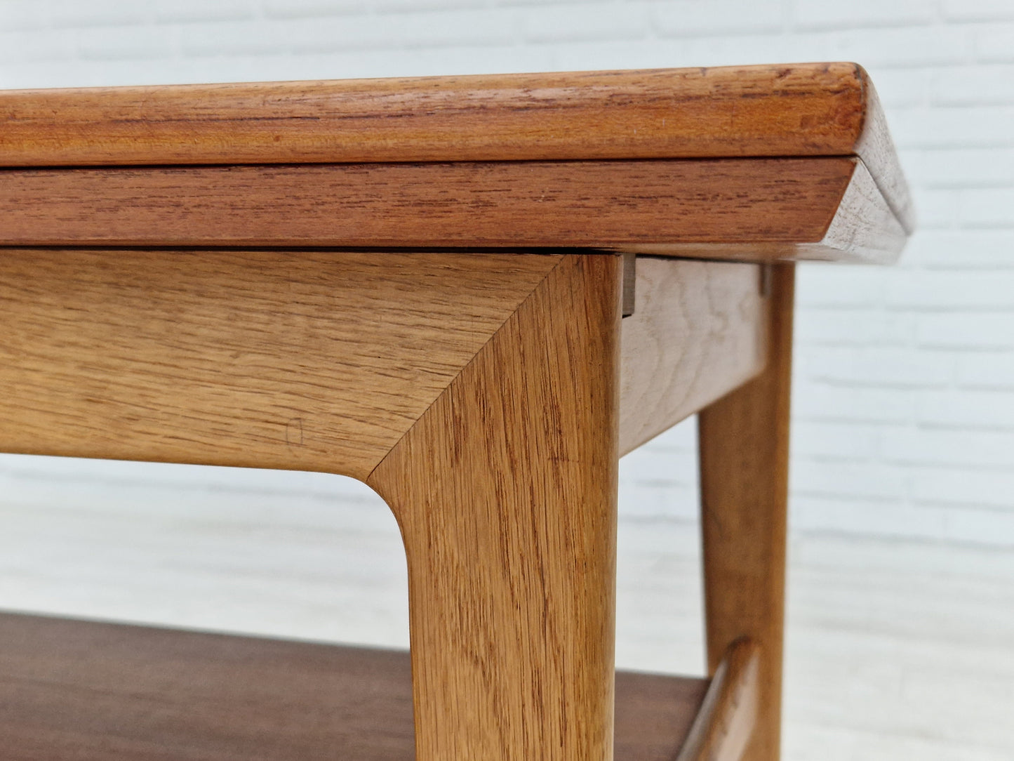 1970s, Danish design, folding sofa table, teak wood and oak wood.