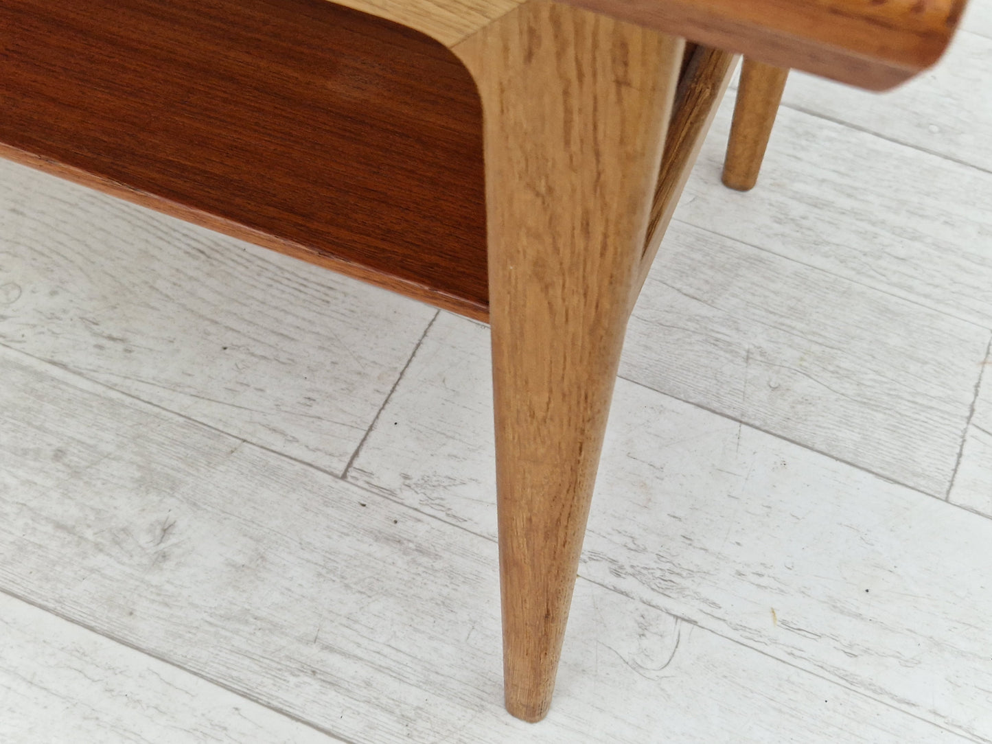 1970s, Danish design, folding sofa table, teak wood and oak wood.