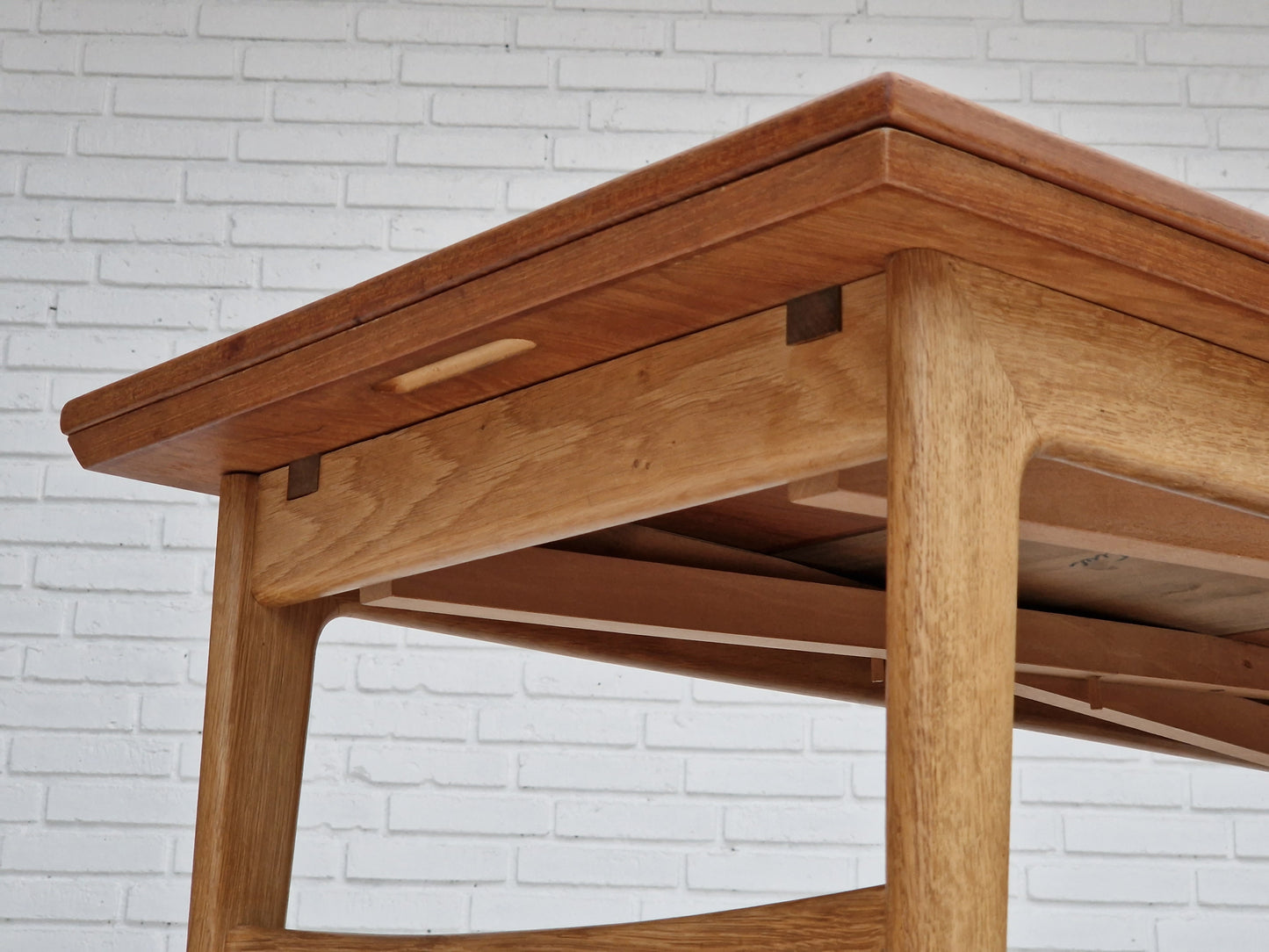 1970s, Danish design, folding sofa table, teak wood and oak wood.