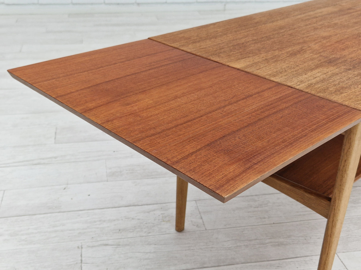 1970s, Danish design, folding sofa table, teak wood and oak wood.