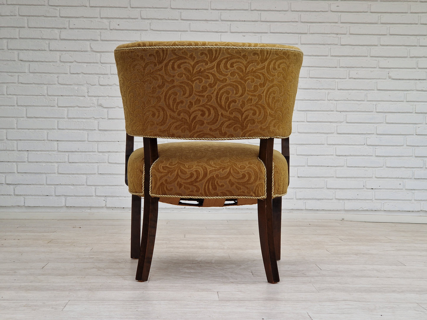 1930s, Scandinavian design, armchair in green furniture fabric, ash wood, original very good condition.