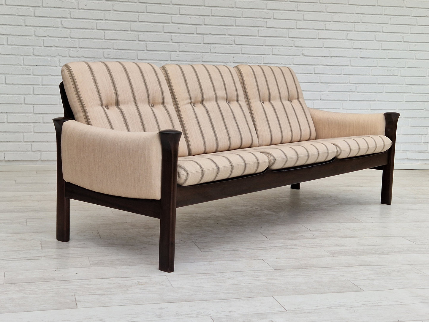 1970s, Danish design by Arne Vodder for Cado Denmark, 3 seater sofa, furniture wool.