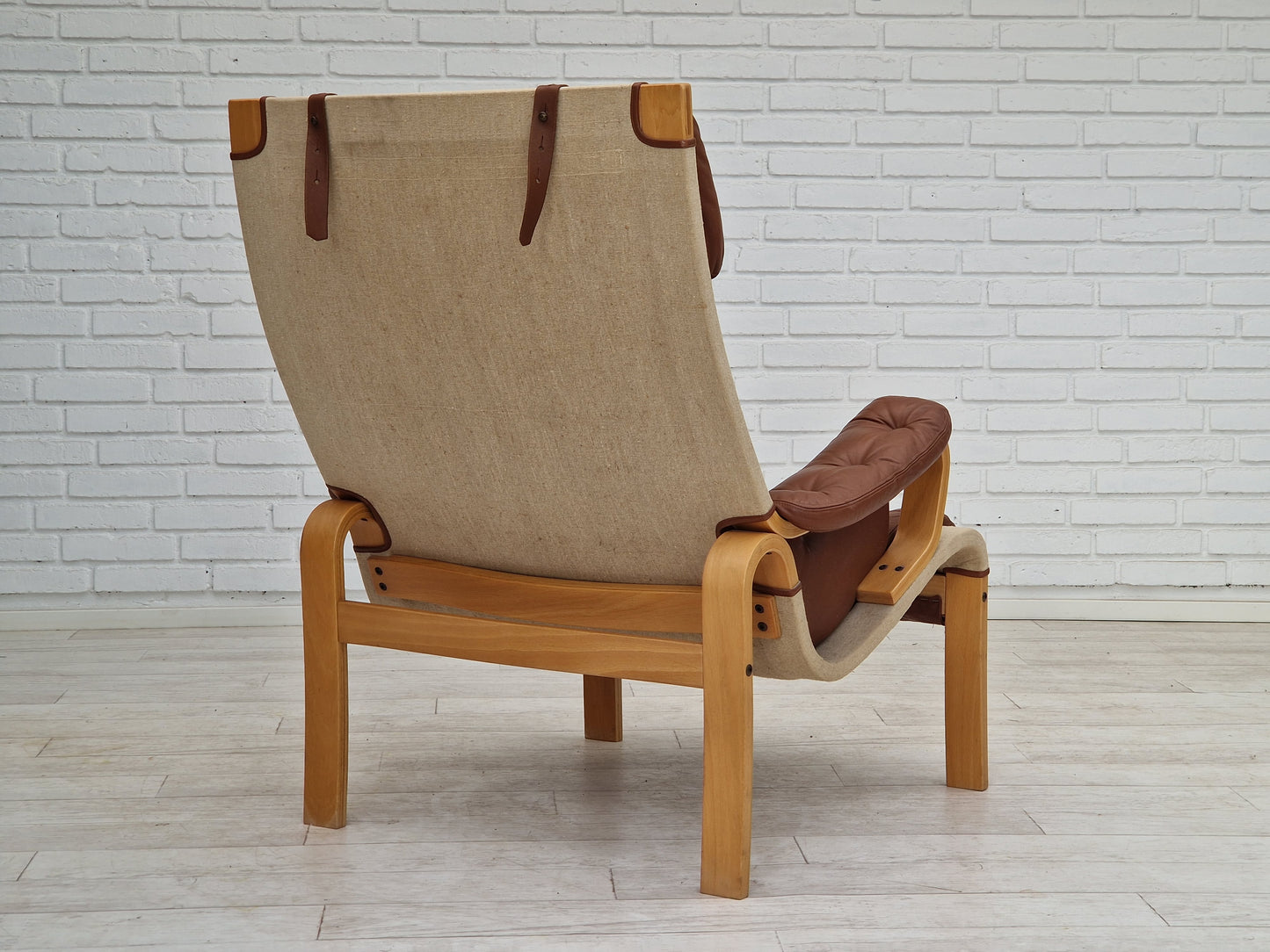 1970-80s, Danish design by Jeki Møbler, armchair in leather, beech bent wood.