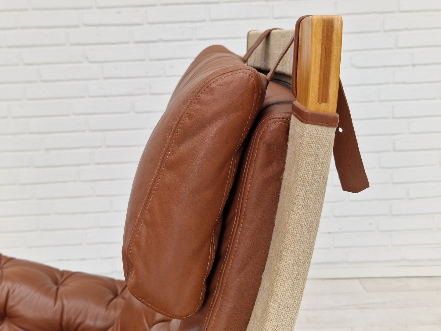 1970-80s, Danish design by Jeki Møbler, armchair in leather, beech bent wood.