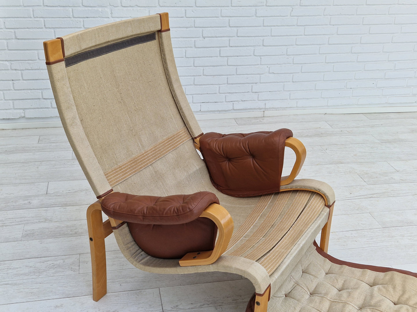 1970-80s, Danish design by Jeki Møbler, armchair in leather, beech bent wood.