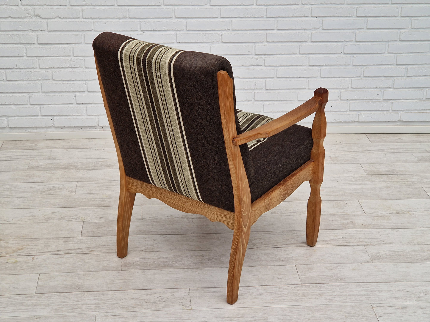 1970s, Danish design, oak wood armchair in furniture wool, oak wood.