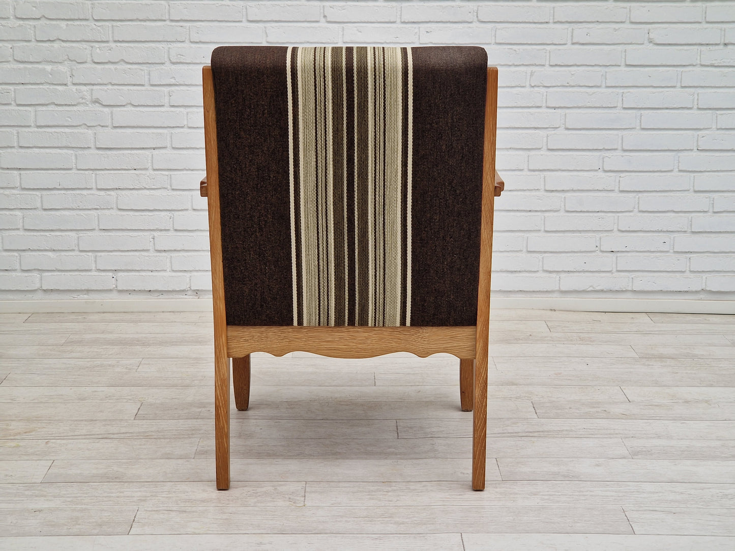 1970s, Danish design, oak wood armchair in furniture wool, oak wood.