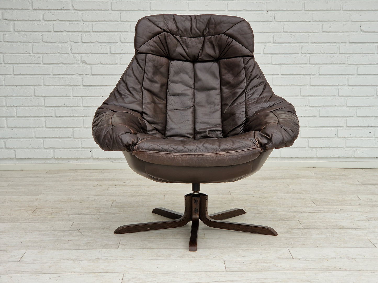 1970s, Vintage Danish leather armchair by H.W.Klein, original condition.