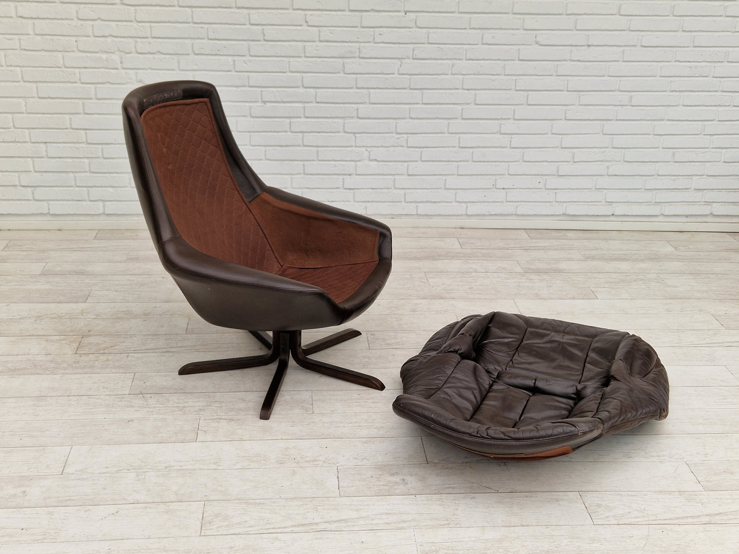 1970s, Vintage Danish leather armchair by H.W.Klein, original condition.