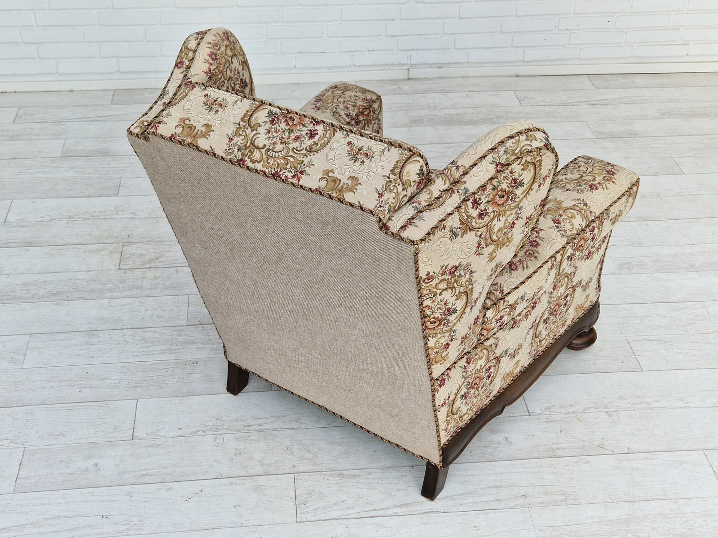 1950s, Danish vintage relax chair in "flowers" fabric, very good condition.