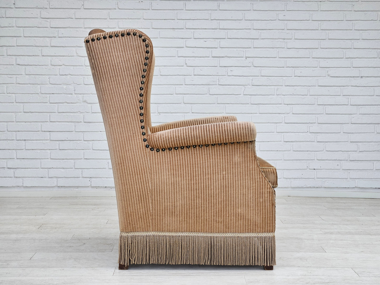 1970s, Danish design, armchair in corduroy, ash wood, original condition.