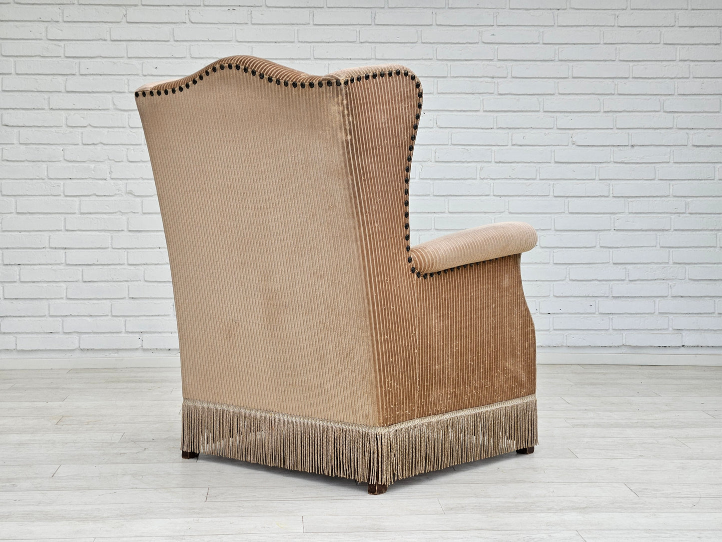 1970s, Danish design, armchair in corduroy, ash wood, original condition.