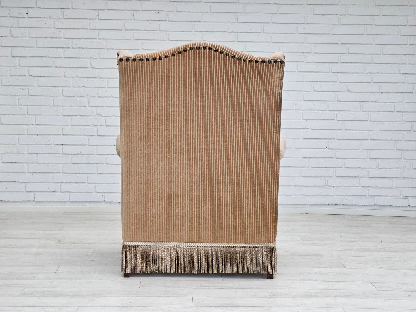 1970s, Danish design, armchair in corduroy, ash wood, original condition.