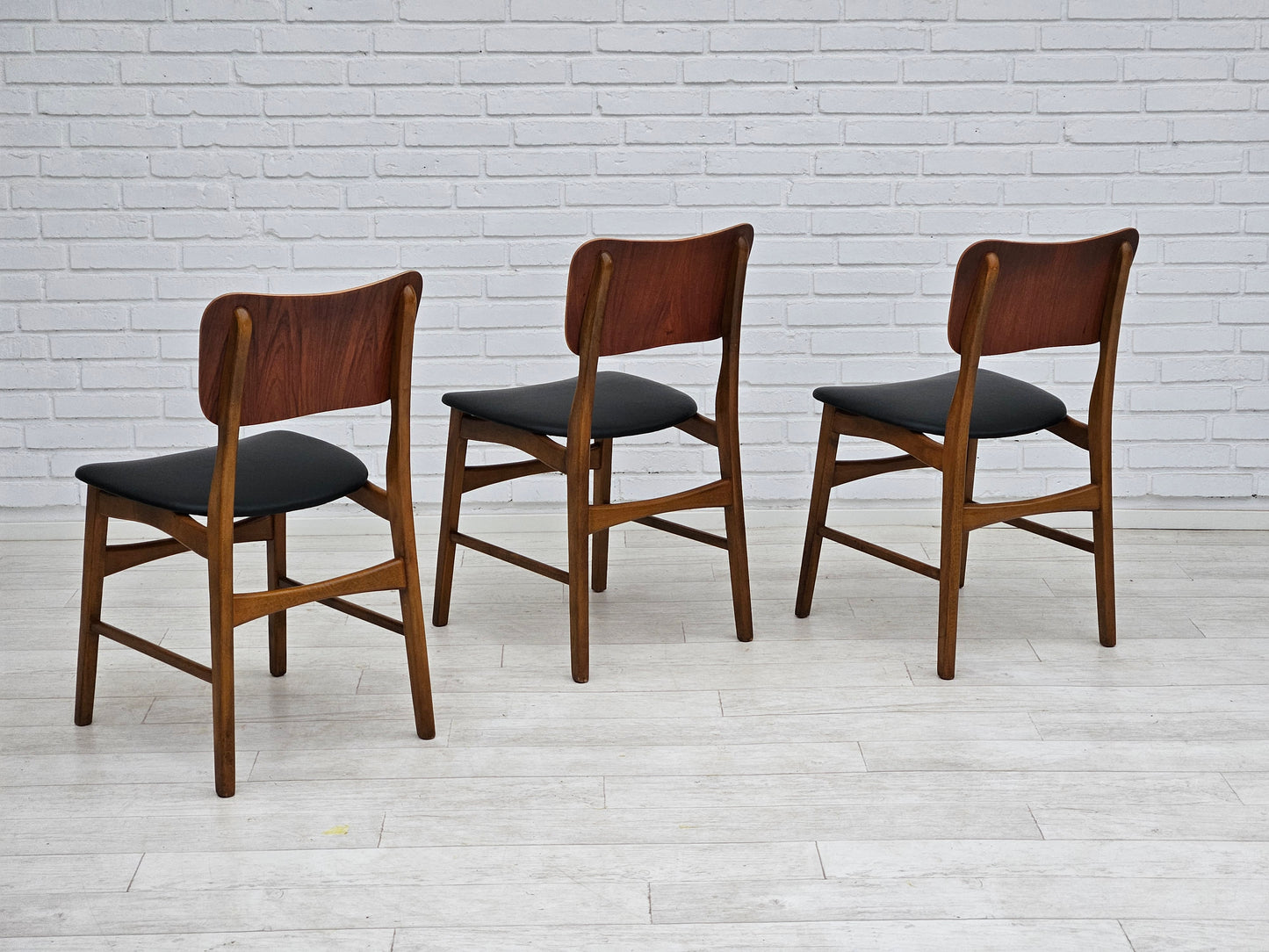 1960s, Danish design by Ib Kofod Larsen, set of 3 dining chairs model 62.