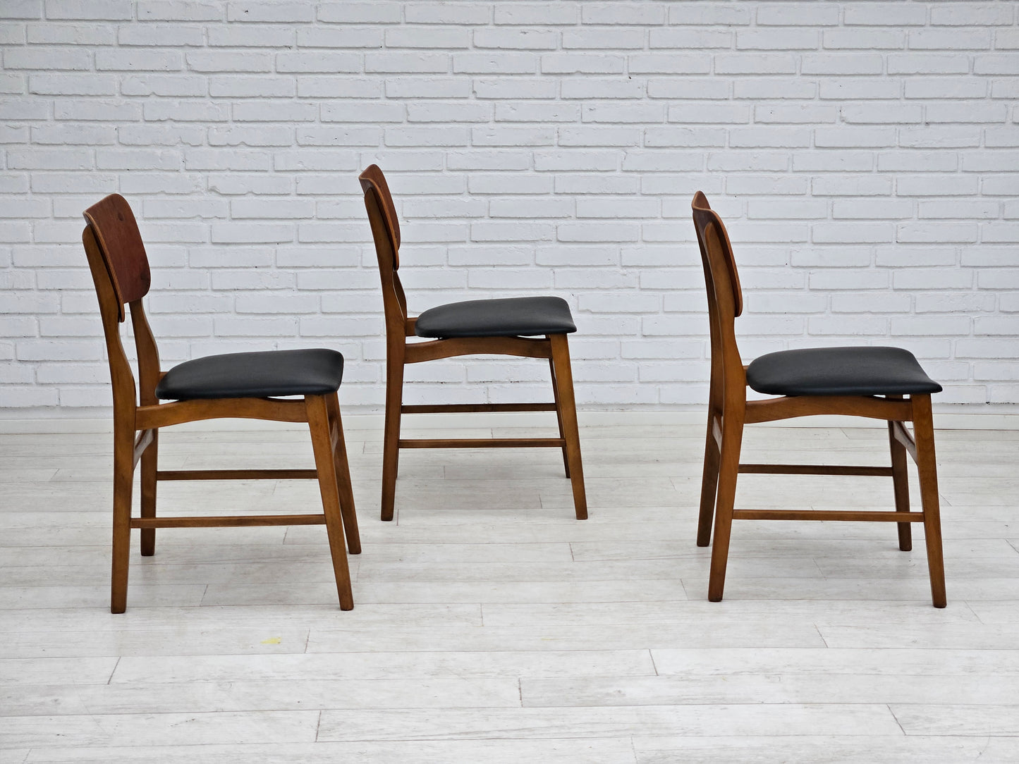 1960s, Danish design by Ib Kofod Larsen, set of 3 dining chairs model 62.