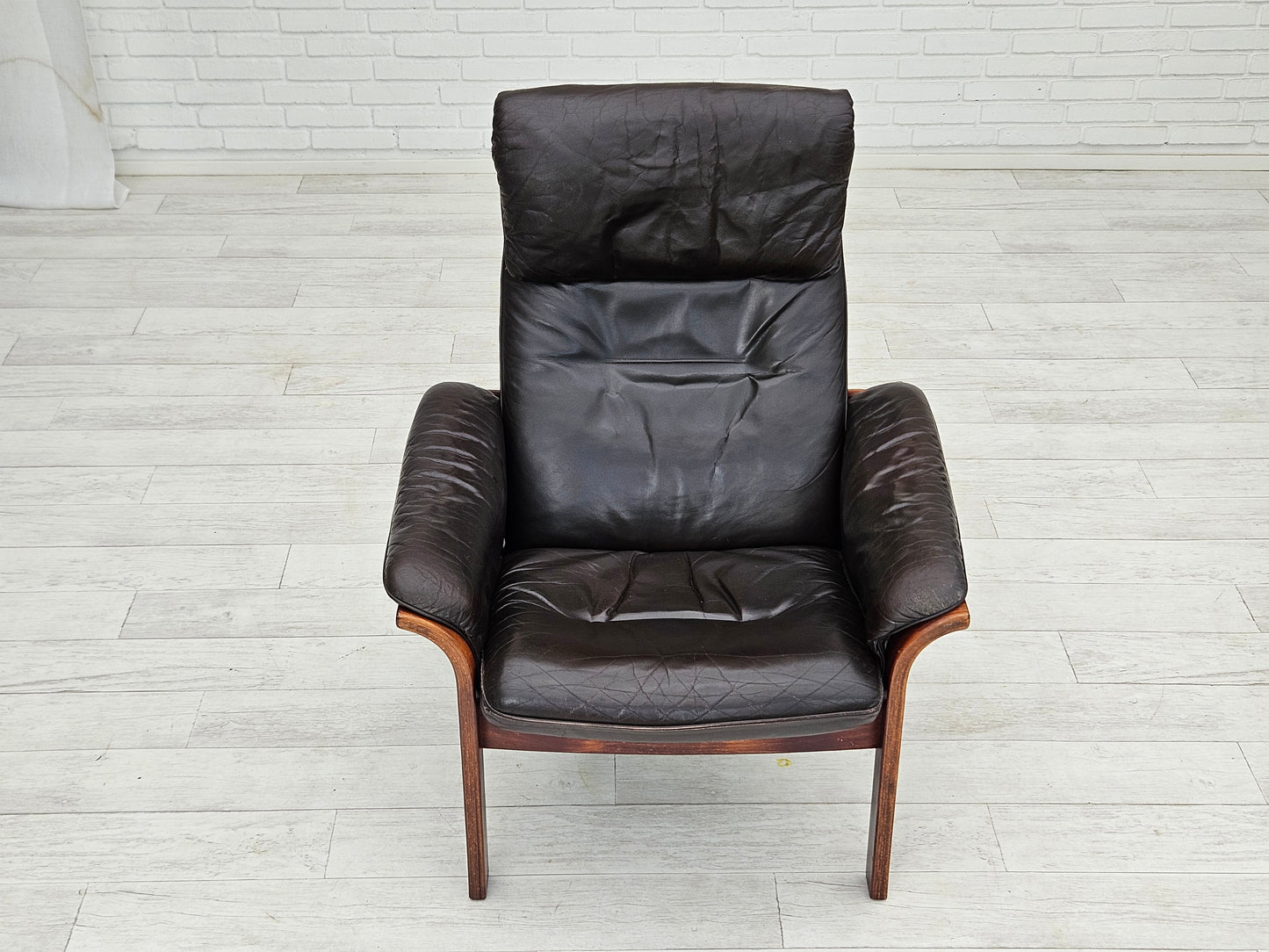 1970s, Swedish design by Göte Möbler adjustable lounge chair, brown leather.