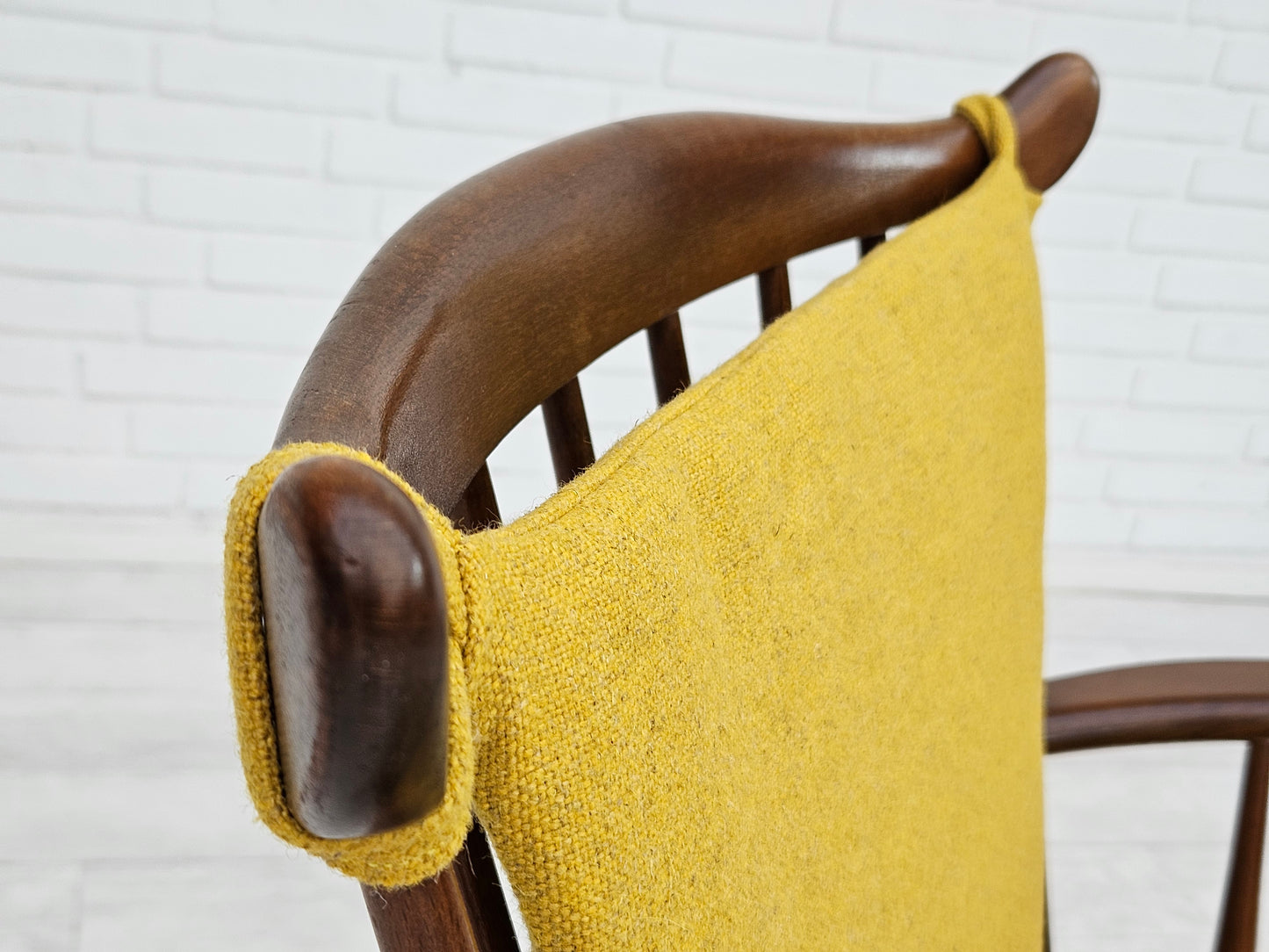 1960-70s, Danish design by Farstrup Stolefabrik, reupholstered rocking chair.