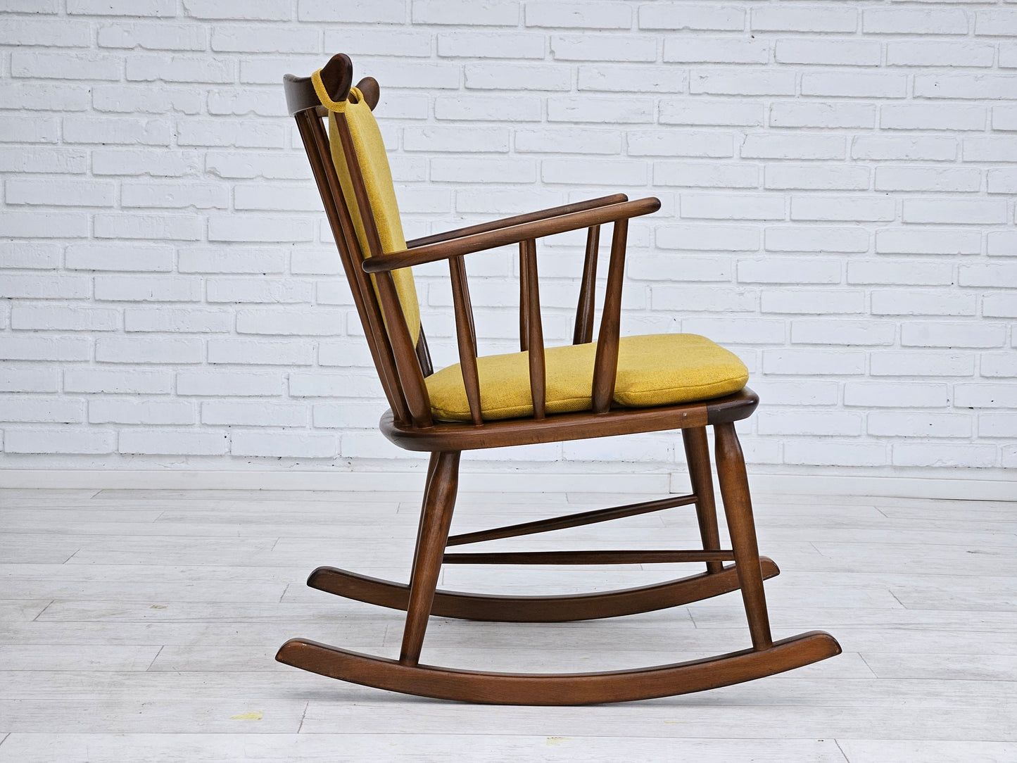 1960-70s, Danish design by Farstrup Stolefabrik, reupholstered rocking chair.