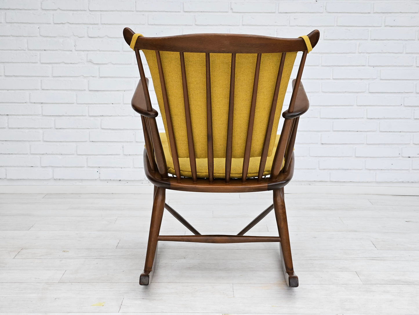 1960-70s, Danish design by Farstrup Stolefabrik, reupholstered rocking chair.