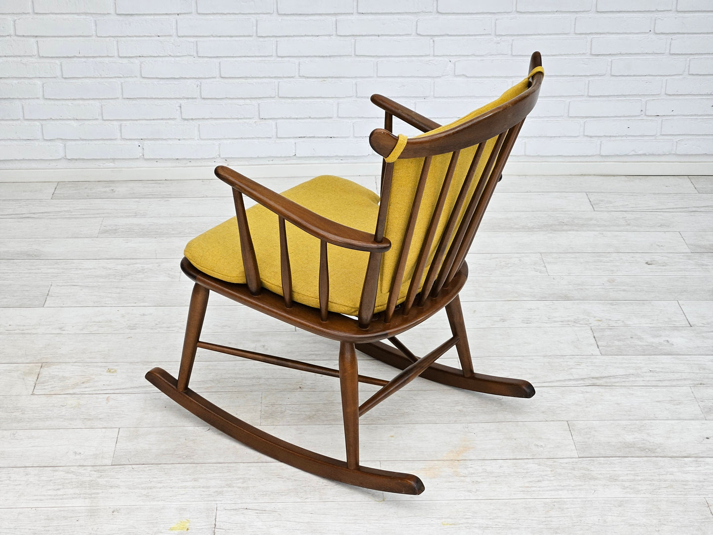 1960-70s, Danish design by Farstrup Stolefabrik, reupholstered rocking chair.