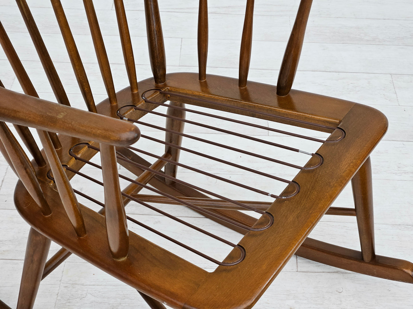 1960-70s, Danish design by Farstrup Stolefabrik, reupholstered rocking chair.