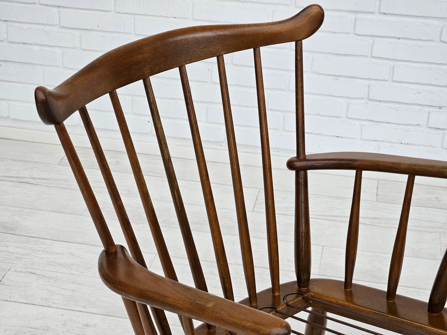 1960-70s, Danish design by Farstrup Stolefabrik, reupholstered rocking chair.