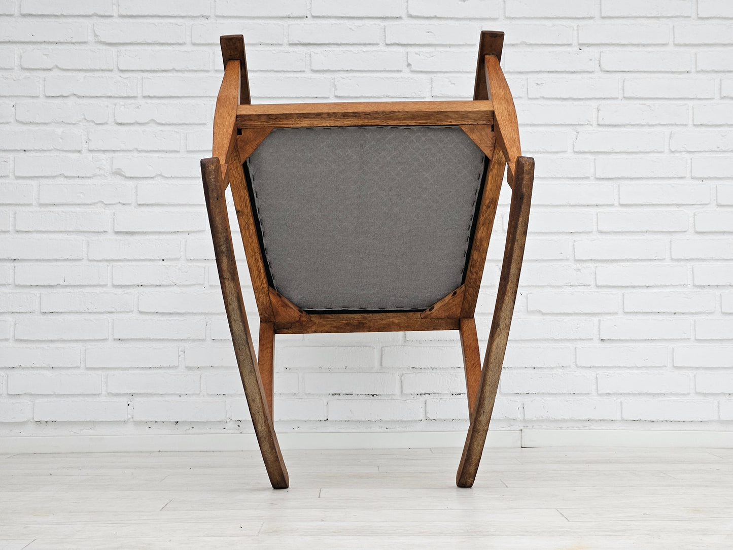 1950-60s, reupholstered Danish highback rocking chair, furniture wool.