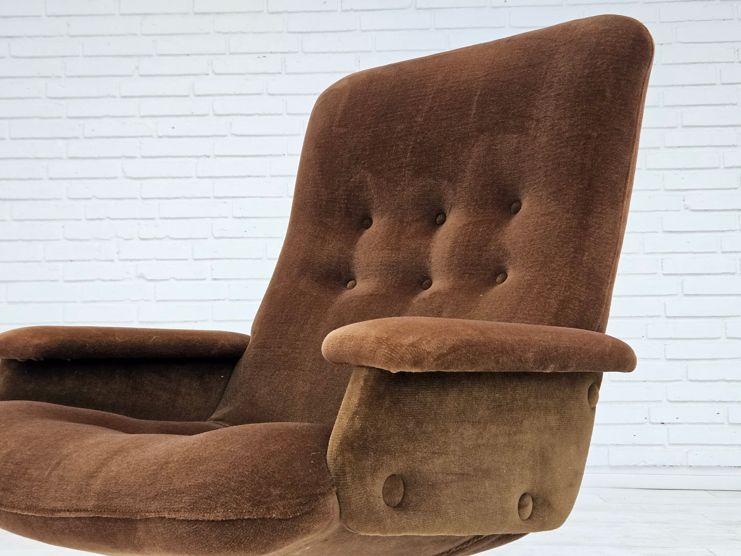 1970s, Vintage Scandinavian swivel chair, velour, original condition.