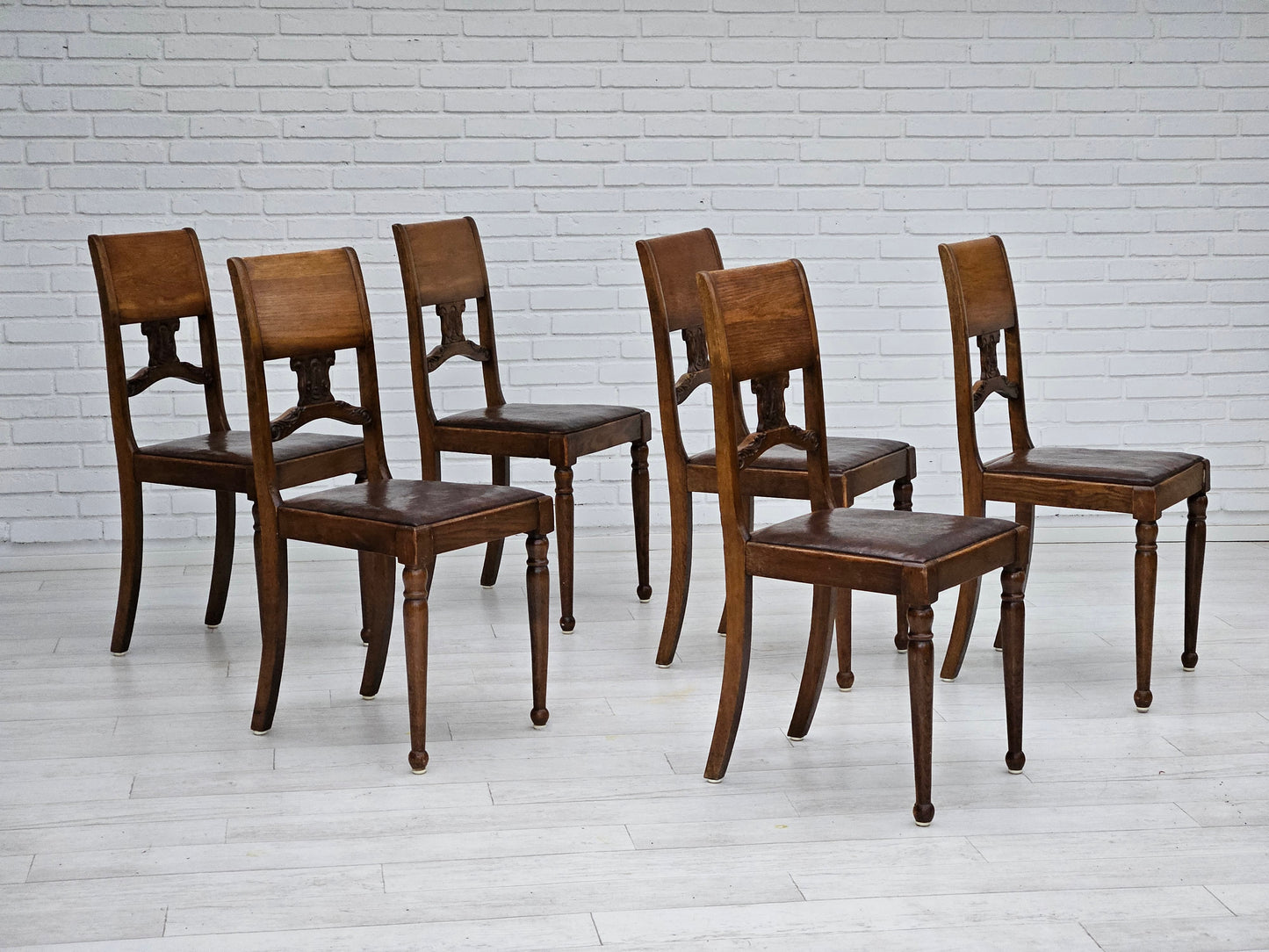 1930s, set of 6 scandinavian chairs, original good condition.