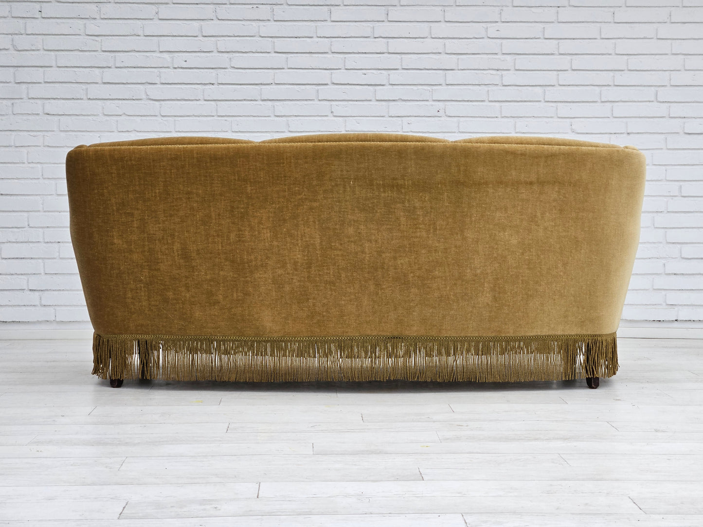 1970s, Danish 3-seater "Banana" sofa, original green velour.