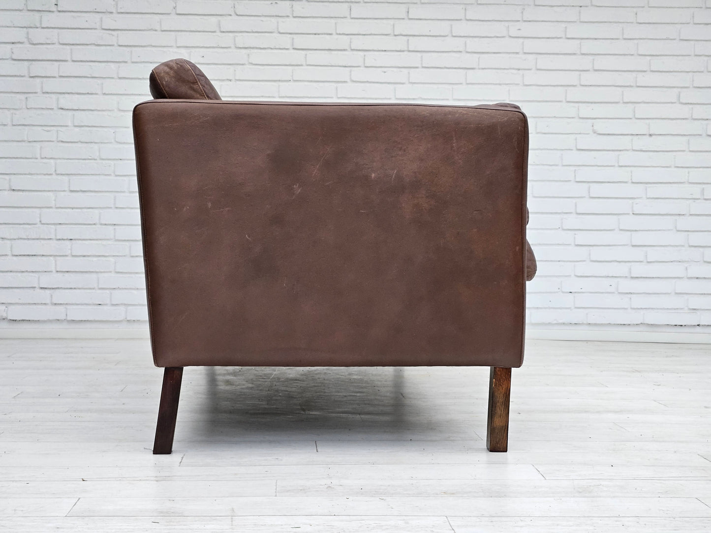 1970s, Danish 3-seater classic sofa, original brown leather.