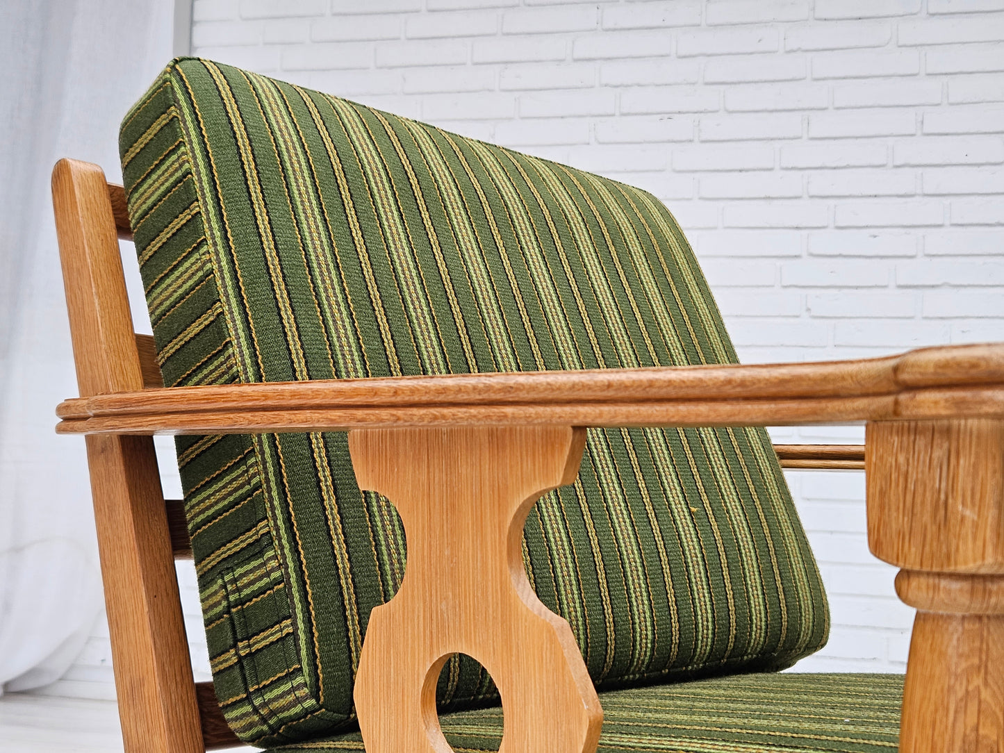 1970s, Danish design, oak wood armchair in furniture wool, original condition.