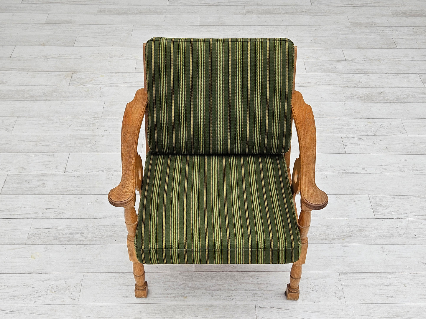 1970s, Danish design, oak wood armchair in furniture wool, original condition.