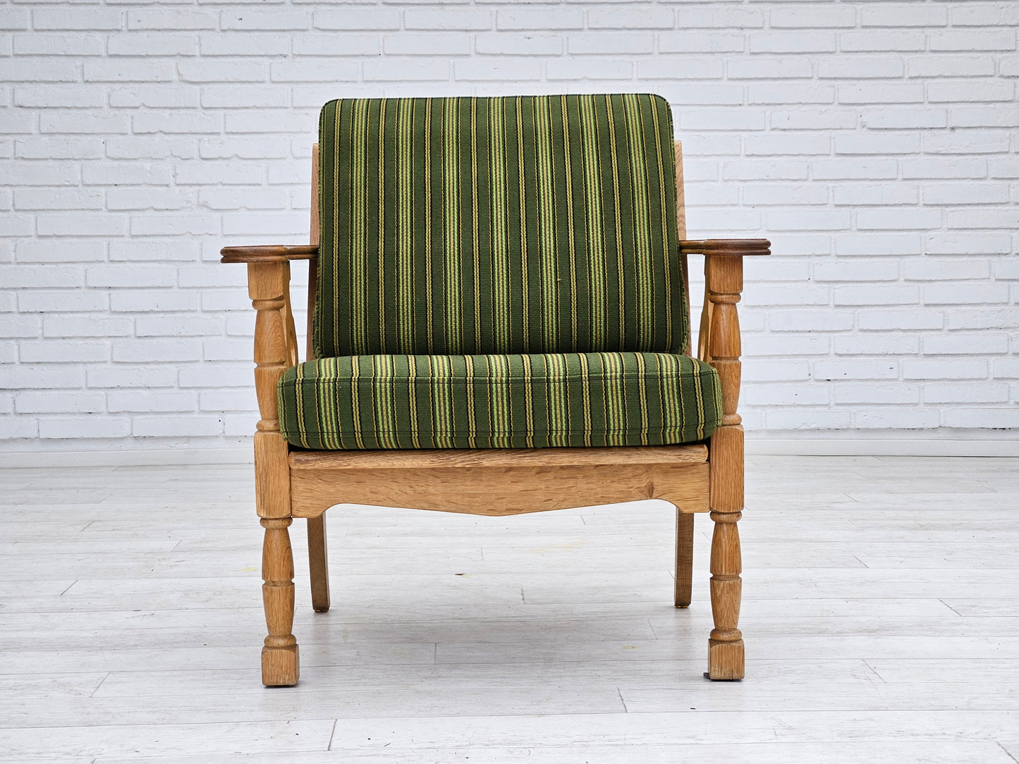 1970s, Danish design, oak wood armchair in furniture wool, original condition.