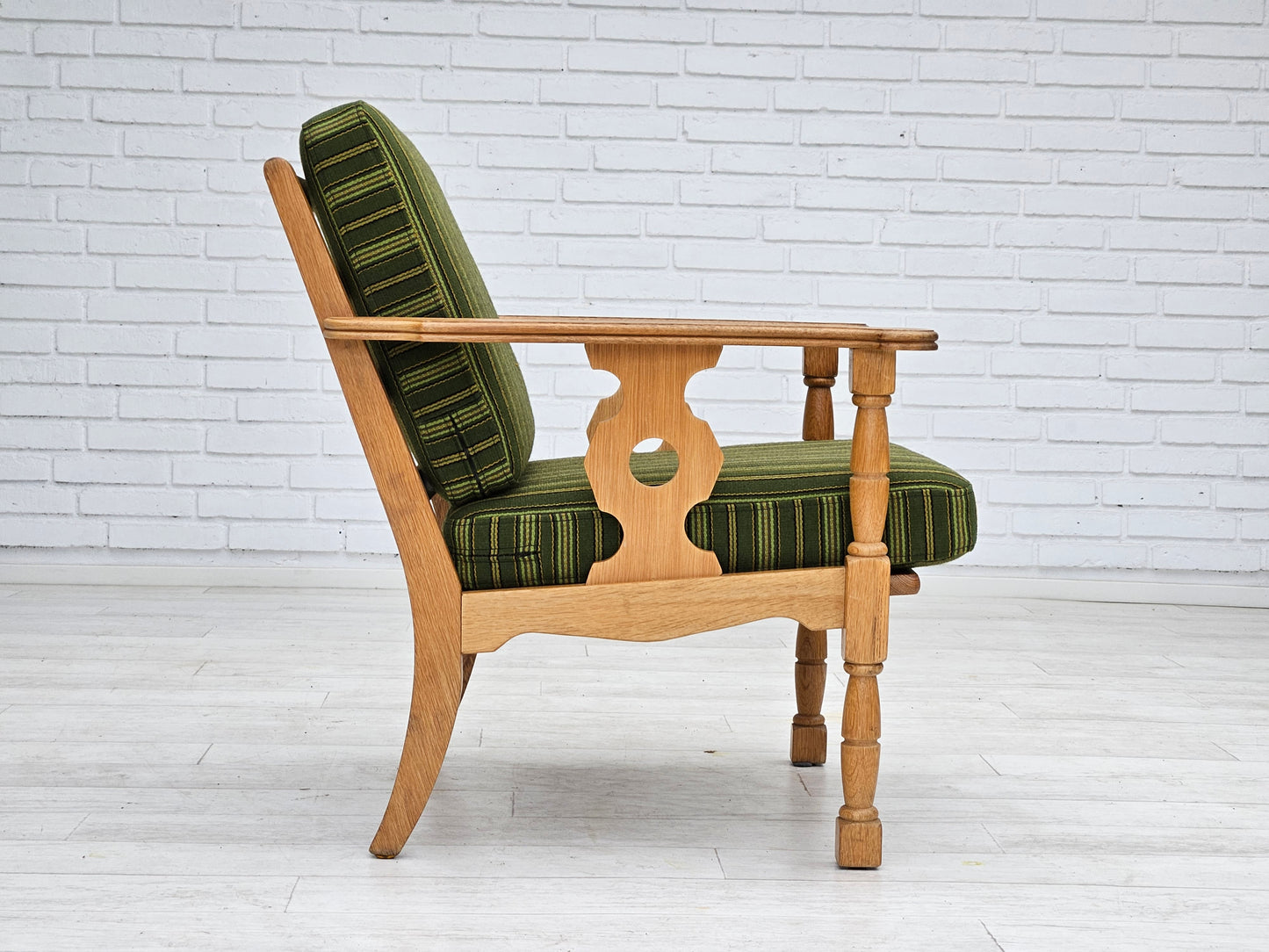 1970s, Danish design, oak wood armchair in furniture wool, original condition.