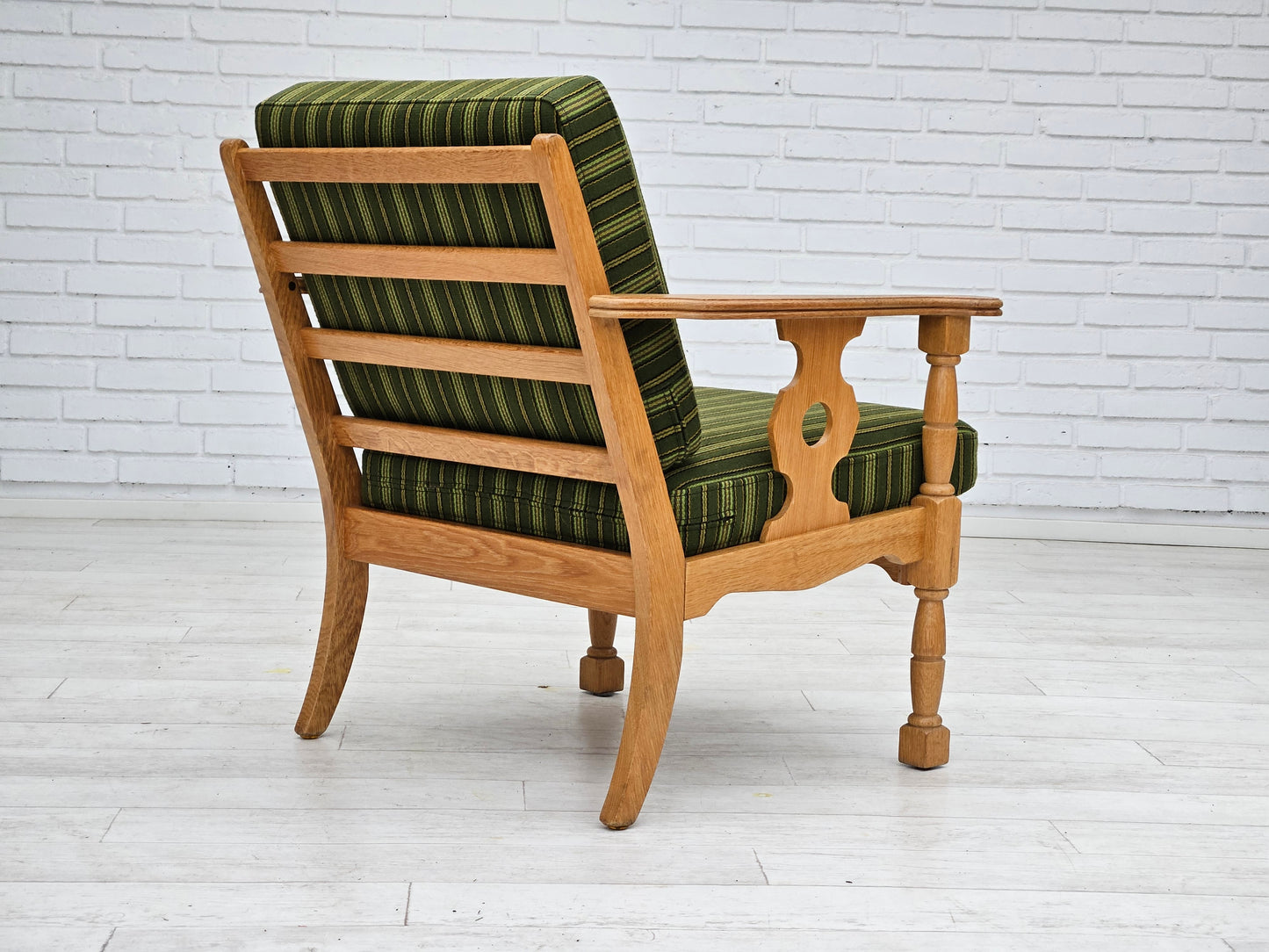 1970s, Danish design, oak wood armchair in furniture wool, original condition.