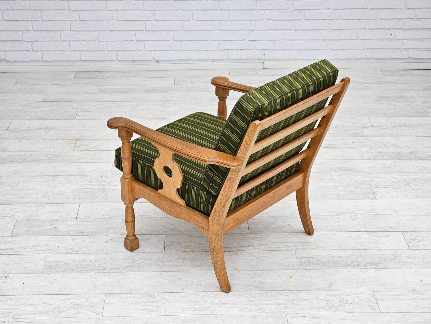 1970s, Danish design, oak wood armchair in furniture wool, original condition.