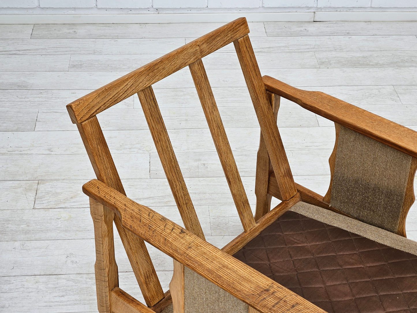 1970s, pair of Danish lounge chairs, original very good condition, wool, oak.