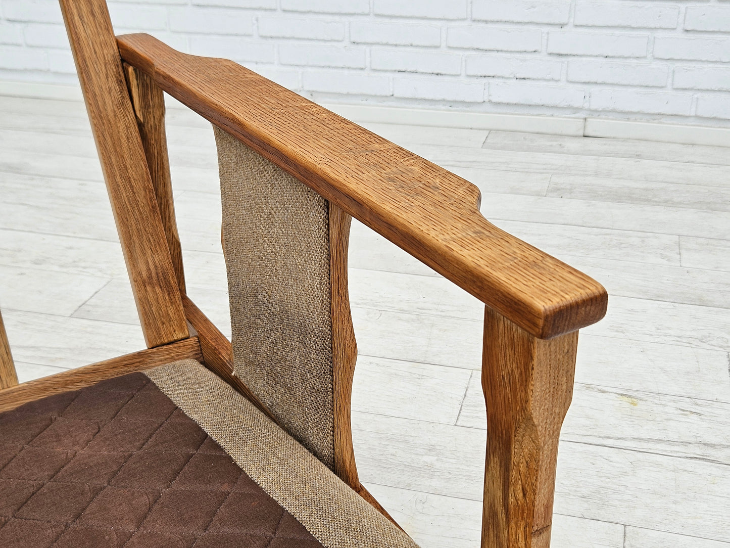 1970s, pair of Danish lounge chairs, original very good condition, wool, oak.