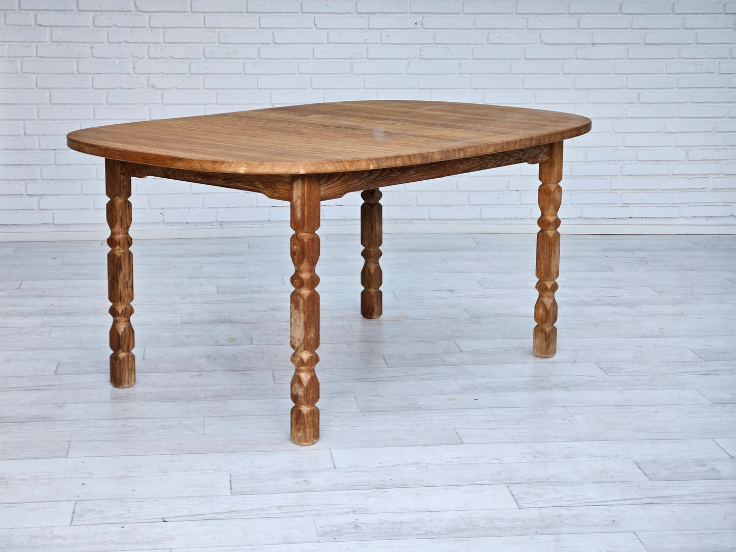 1970s, Danish dining table, solid oak wood, original condition.