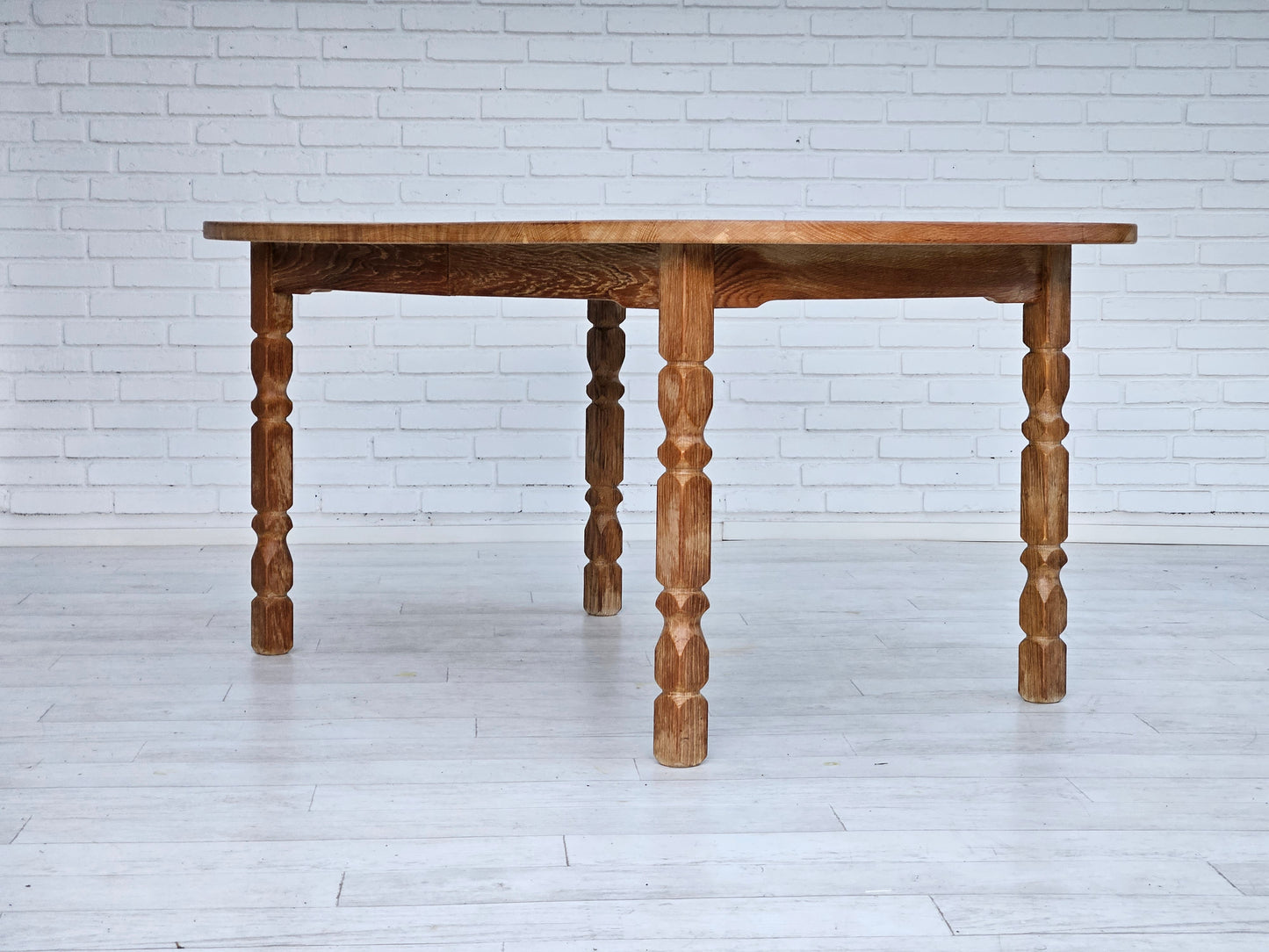 1970s, Danish dining table, solid oak wood, original condition.