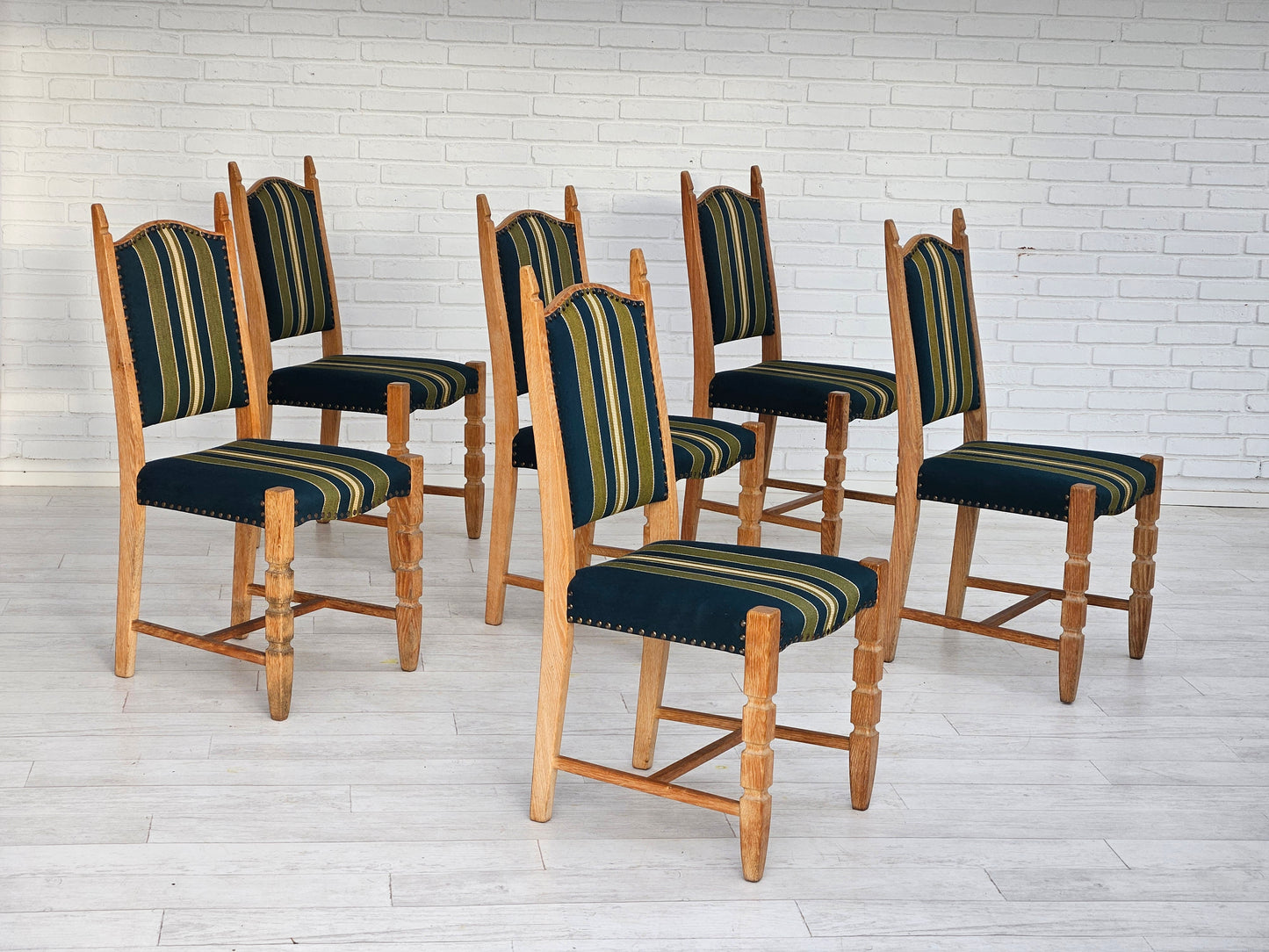 1970s, set 6 pcs of Danish dinning chairs, original good condition, furniture wool.