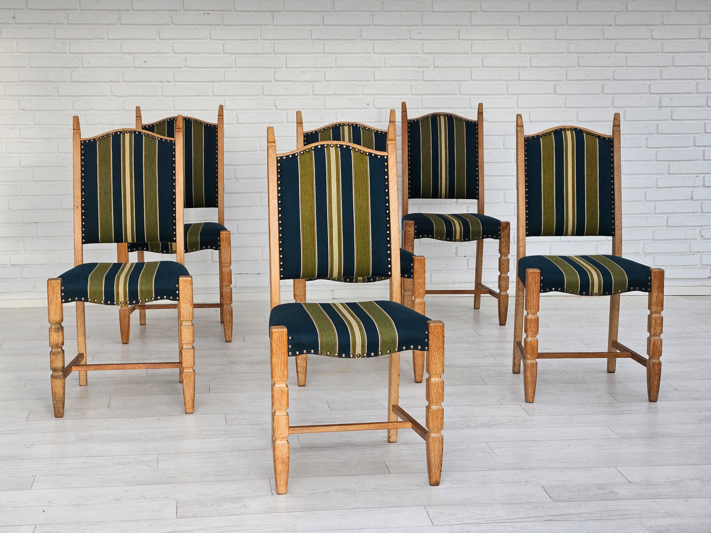 1970s, set 6 pcs of Danish dinning chairs, original good condition, furniture wool.