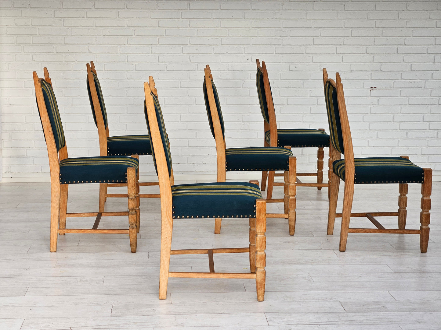 1970s, set 6 pcs of Danish dinning chairs, original good condition, furniture wool.