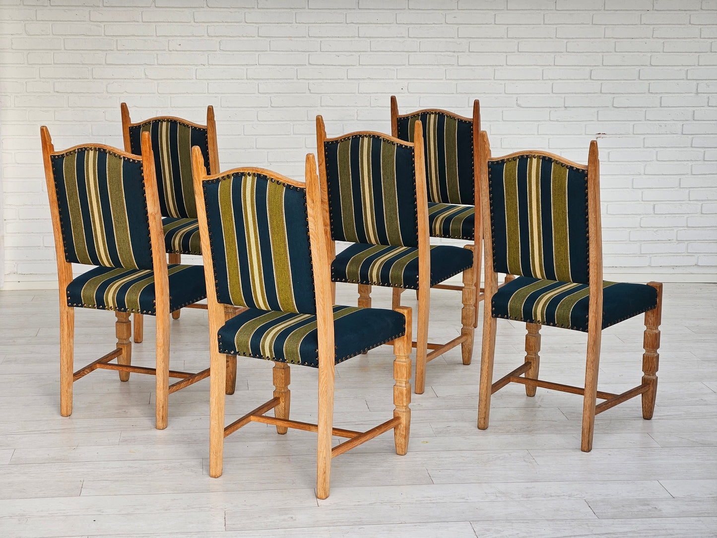 1970s, set 6 pcs of Danish dinning chairs, original good condition, furniture wool.