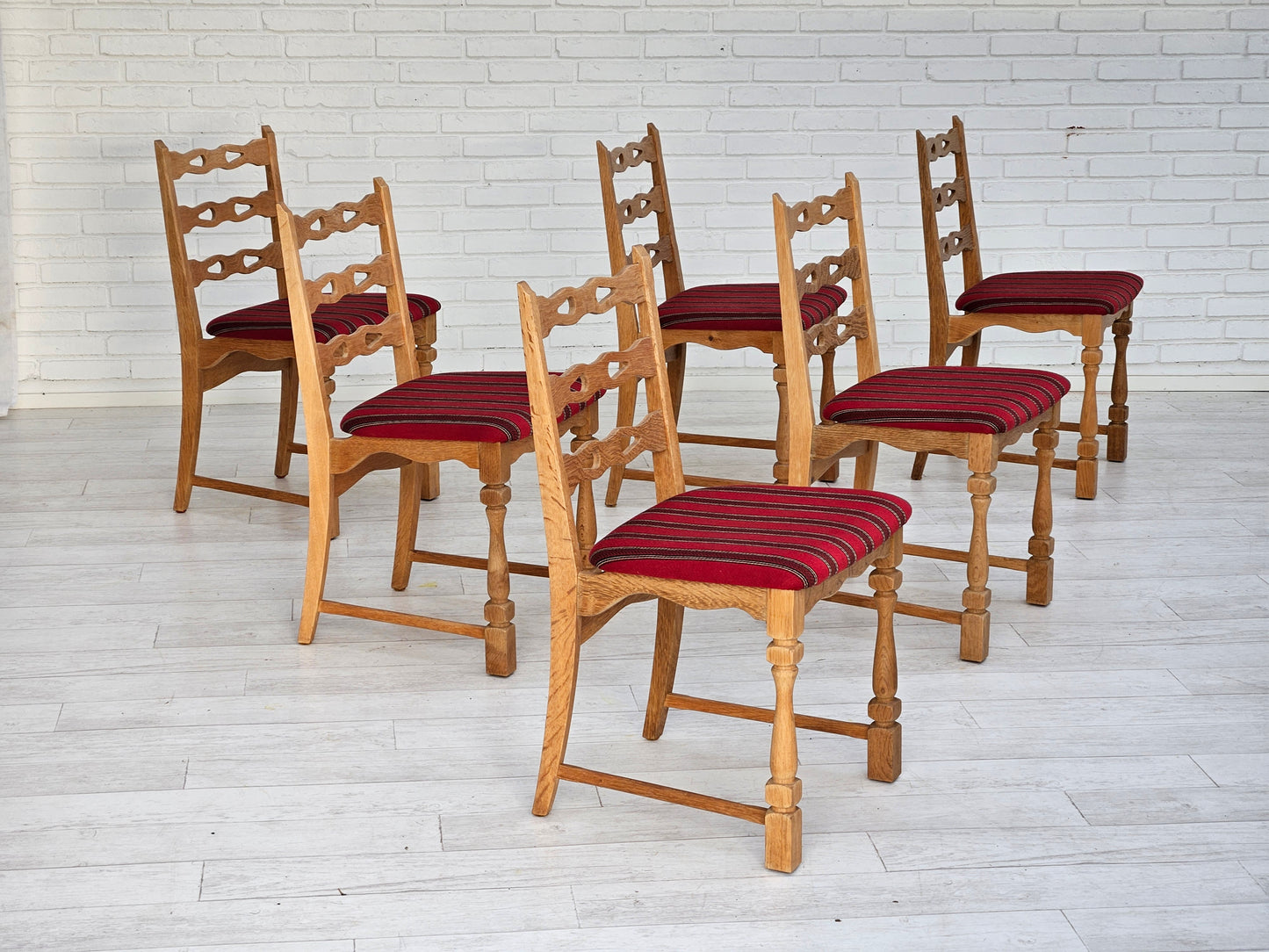 1970s, set 6 pcs of Danish dinning chairs, original good condition, furniture wool.